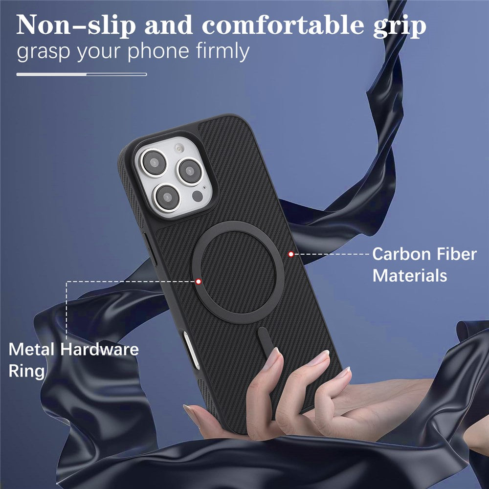 MagSafe-hoesje voor Apple iPhone 16 Pro, OEM, Carbon Metal Ring, Zwart