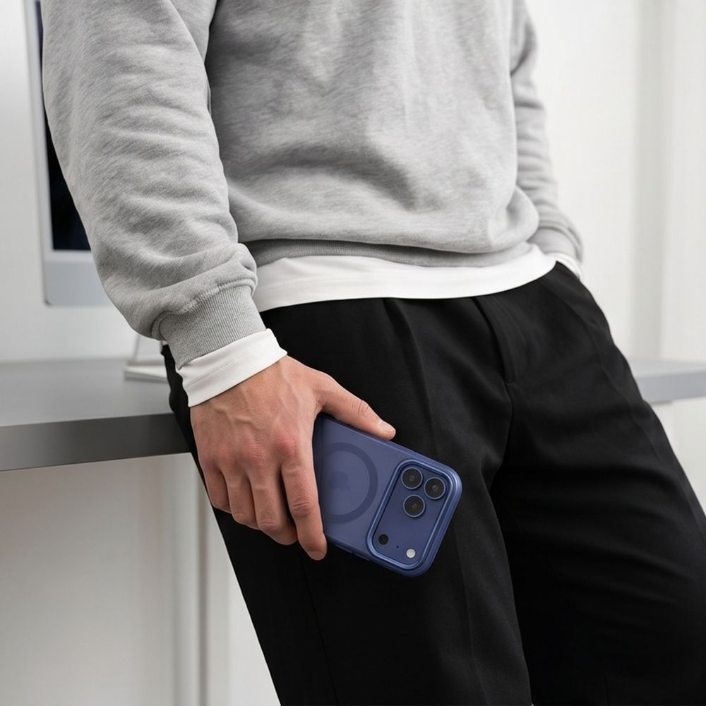Coque MagSafe pour Apple iPhone 18 Pro / 17 Pro, Tech-Protect, MagZero, Bleu Marine Mat
