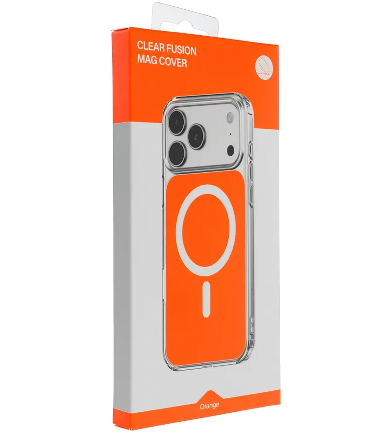 Coque MagSafe pour Apple iPhone 17e / 16e, OEM, Clear Fusion Mag Cover, Orange