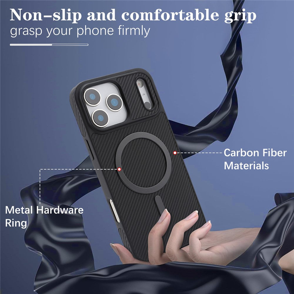 MagSafe-hoesje voor Apple iPhone 17 Pro, OEM, Carbon Metal Ring, Zwart