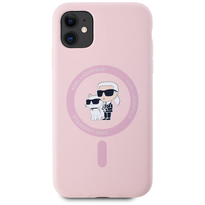 MagSafe hoesje voor Apple iPhone 11, Karl Lagerfeld, Silicone Karl & Choupette, Roze