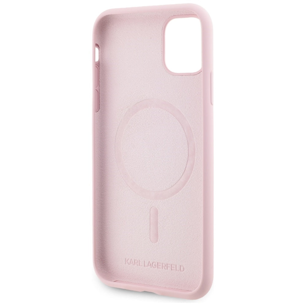 MagSafe hoesje voor Apple iPhone 11, Karl Lagerfeld, Silicone Karl & Choupette, Roze