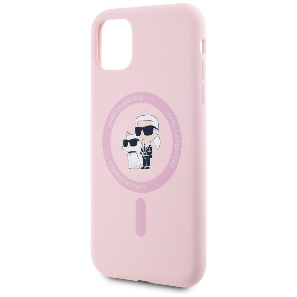 MagSafe hoesje voor Apple iPhone 11, Karl Lagerfeld, Silicone Karl & Choupette, Roze