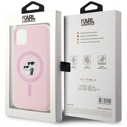 MagSafe hoesje voor Apple iPhone 11, Karl Lagerfeld, Silicone Karl & Choupette, Roze