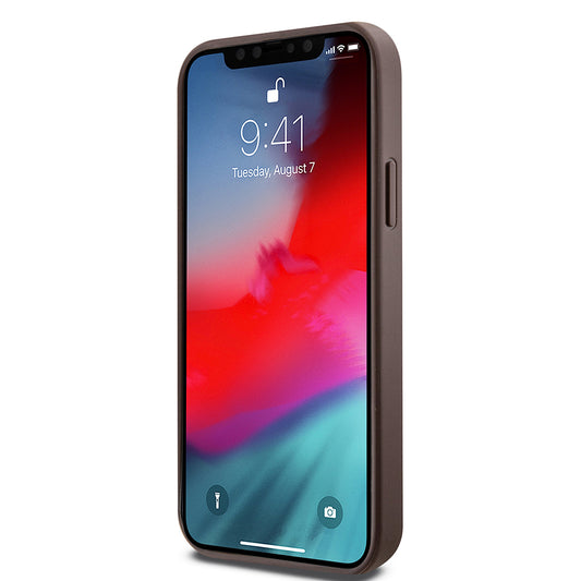 MagSafe hoesje voor Apple iPhone 12 / 12 Pro, Guess, 4G Ring Classic Logo, Bruin