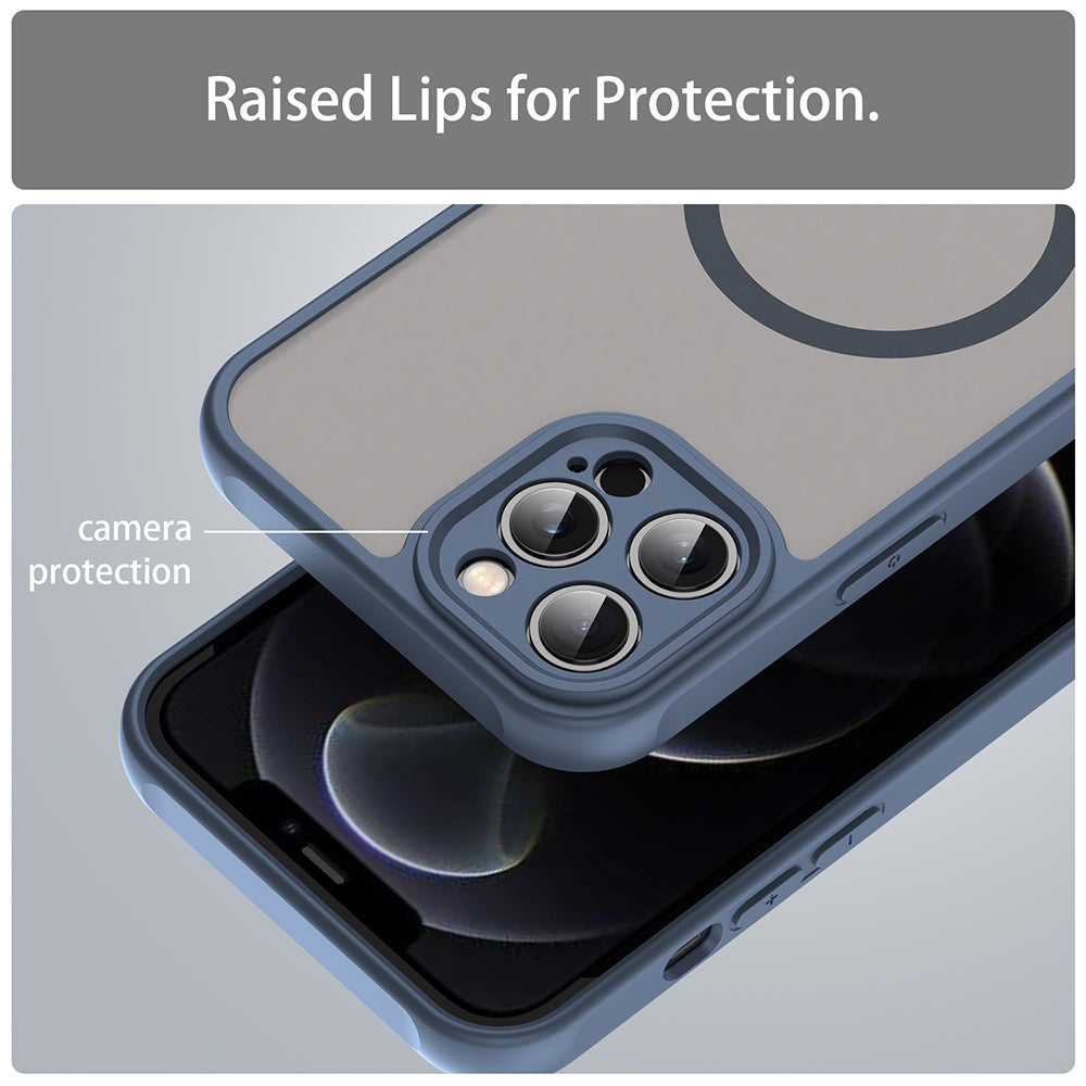 Coque MagSafe pour Apple iPhone 12 Pro Max, Techsuit, HaloFrost II, Bleu marine