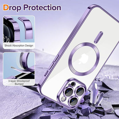 MagSafe-hoes voor Apple iPhone 12 Pro Max, Techsuit, Luxury Crystal, Lichtpaars