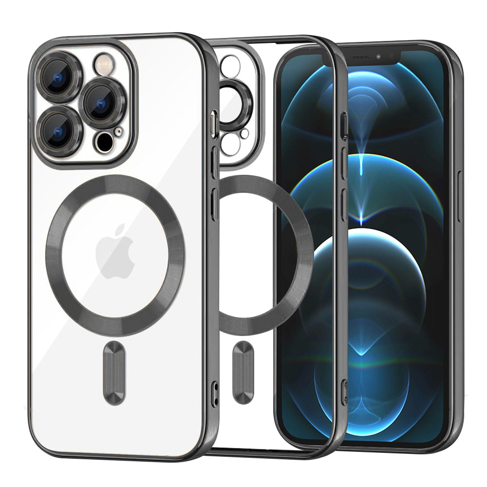 Coque MagSafe pour Apple iPhone 12 Pro Max, Techsuit, Luxury Crystal, Noire