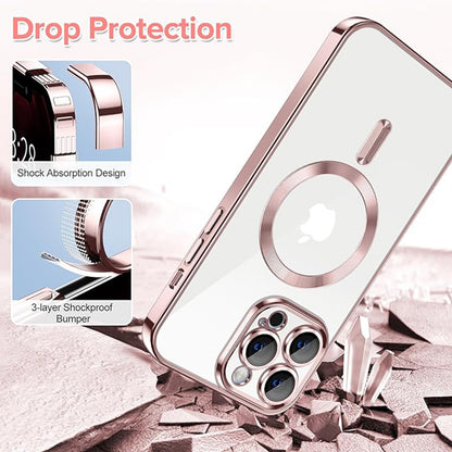 MagSafe-hoes voor Apple iPhone 12 Pro Max, Techsuit, Luxury Crystal, Roze