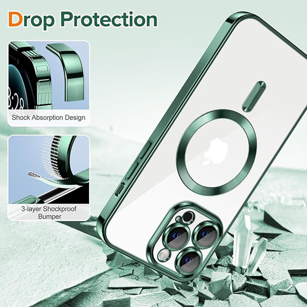 MagSafe-Hülle für Apple iPhone 12 Pro Max, Techsuit, Luxury Crystal, Dunkelgrün