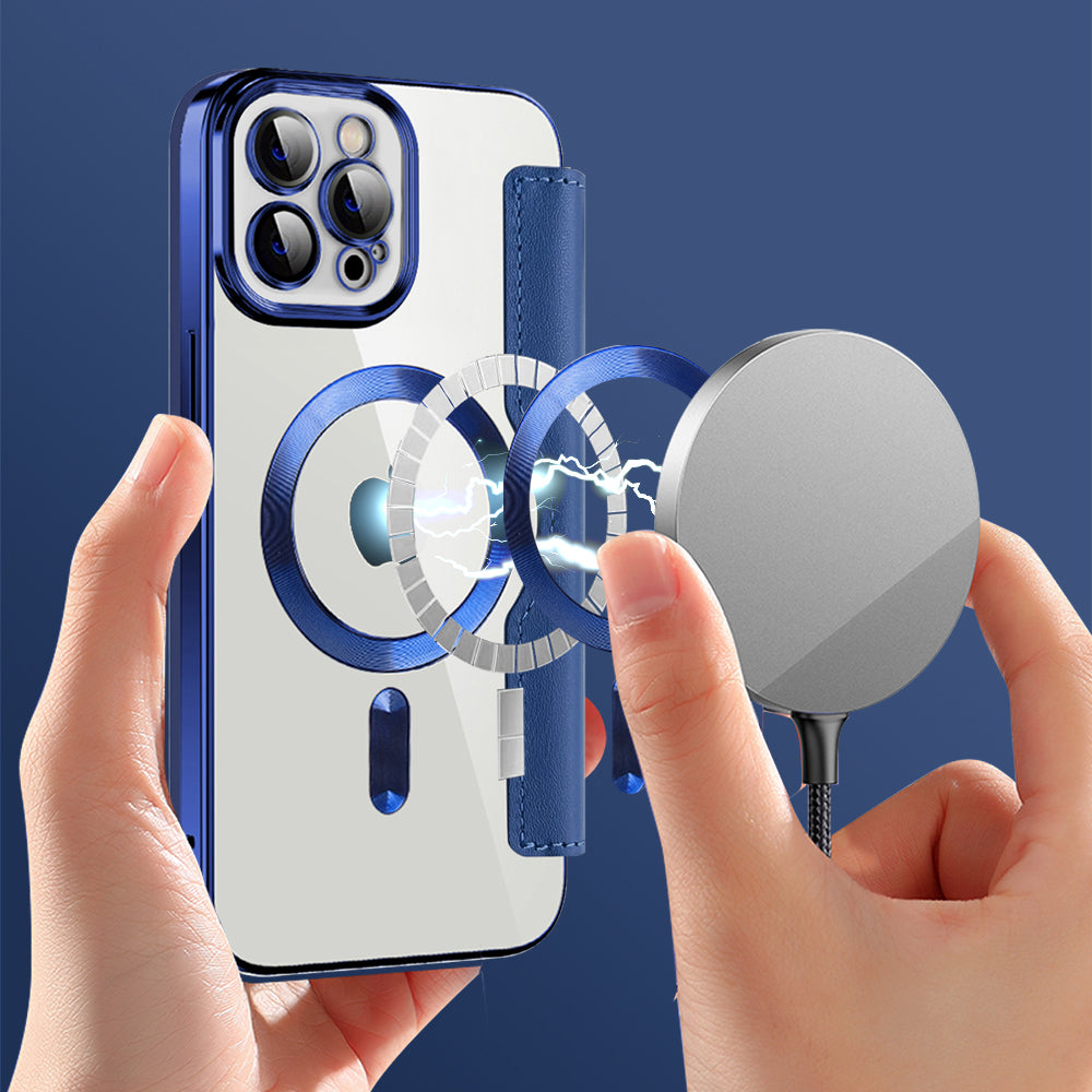 MagSafe-hoes voor Apple iPhone 12 Pro Max, Techsuit, SmartMag Book, Blauw