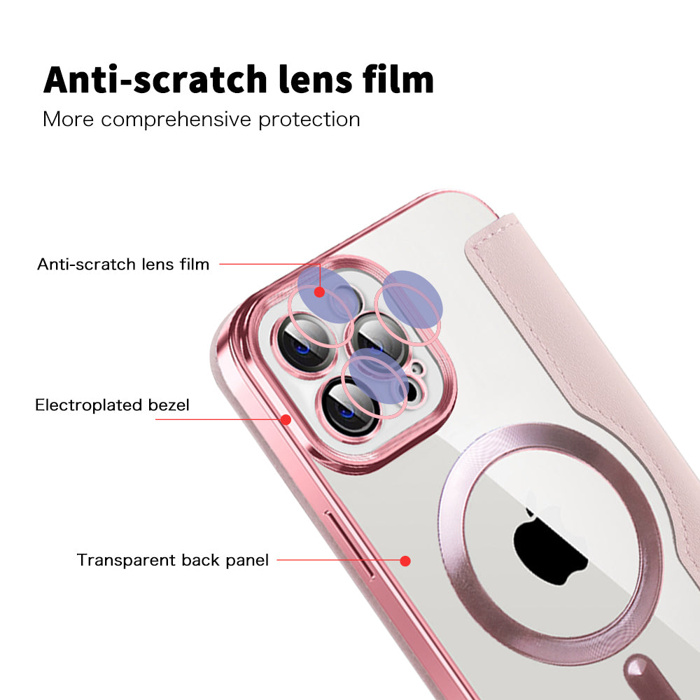 MagSafe-hoes voor Apple iPhone 12 Pro Max, Techsuit, SmartMag Book, Roze