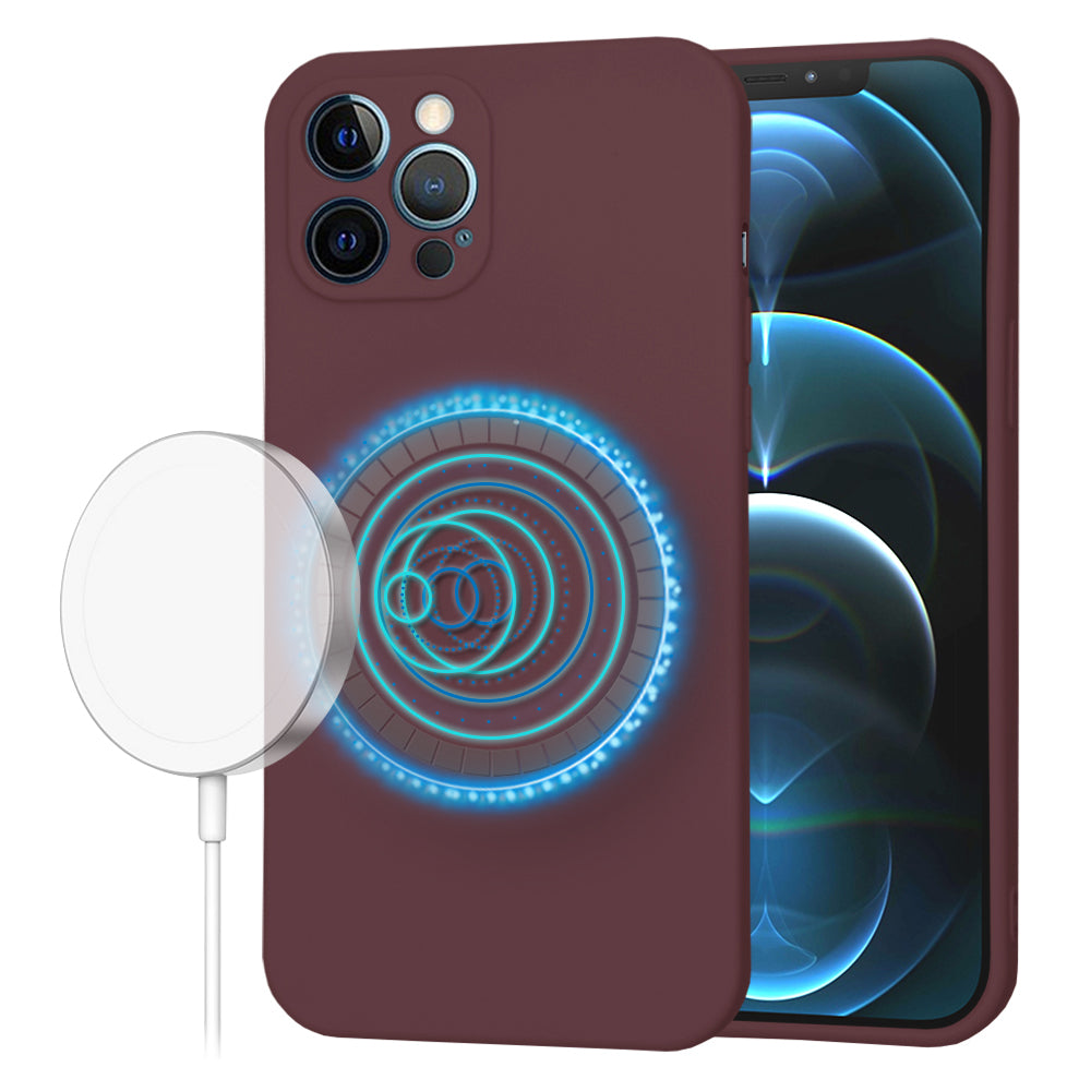 Coque MagSafe pour Apple iPhone 12 Pro Max, Techsuit, SoftFlex, Bordeaux