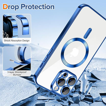 MagSafe-Hülle für Apple iPhone 12 Pro, Techsuit, Luxury Crystal, Dunkelblau