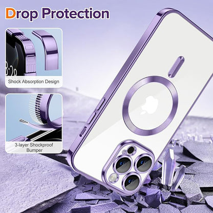 Coque MagSafe pour Apple iPhone 12 Pro, Techsuit, Luxury Crystal, Violet Clair