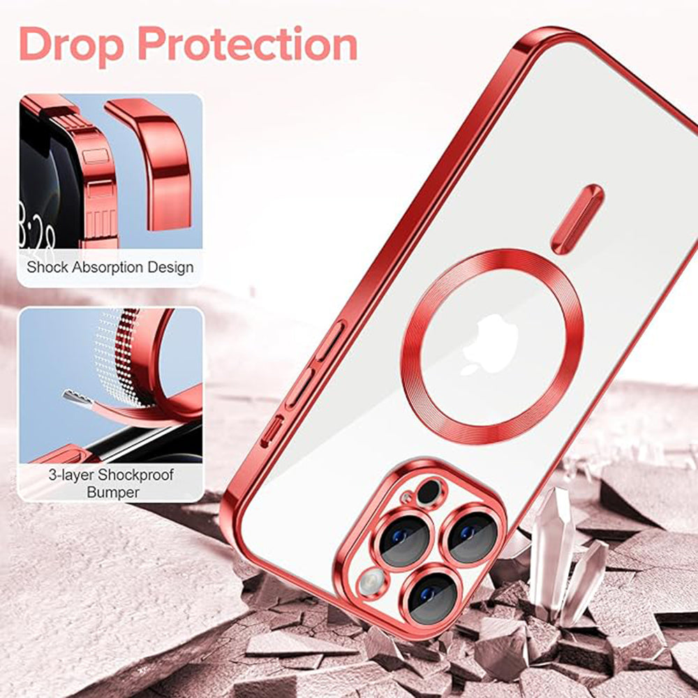 MagSafe-Hülle für Apple iPhone 12 Pro, Techsuit, Luxury Crystal, Rot