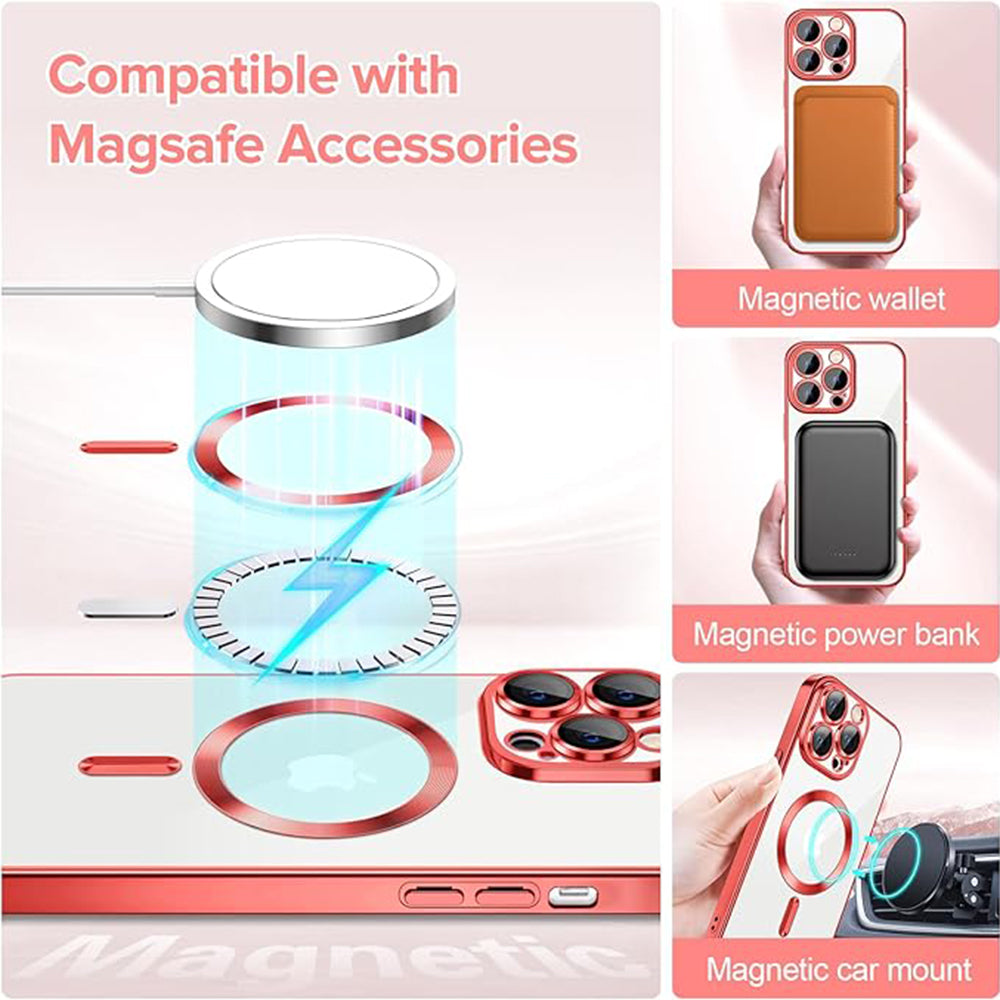 MagSafe-Hülle für Apple iPhone 12 Pro, Techsuit, Luxury Crystal, Rot