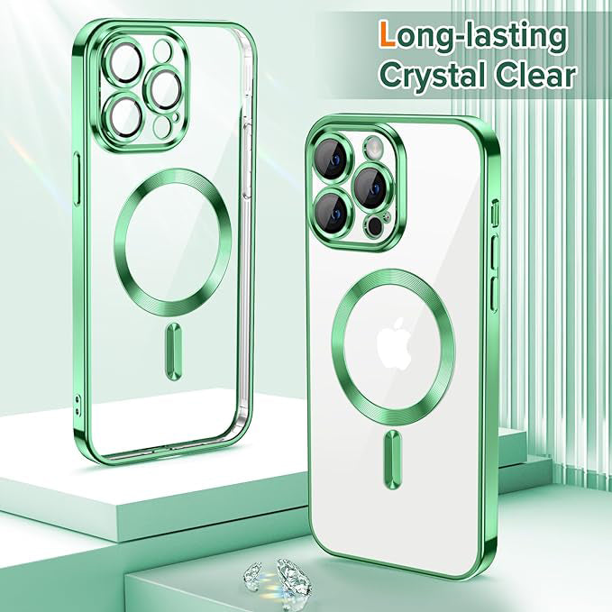 MagSafe-Hülle für Apple iPhone 12 Pro, Techsuit, Luxury Crystal, Hellgrün