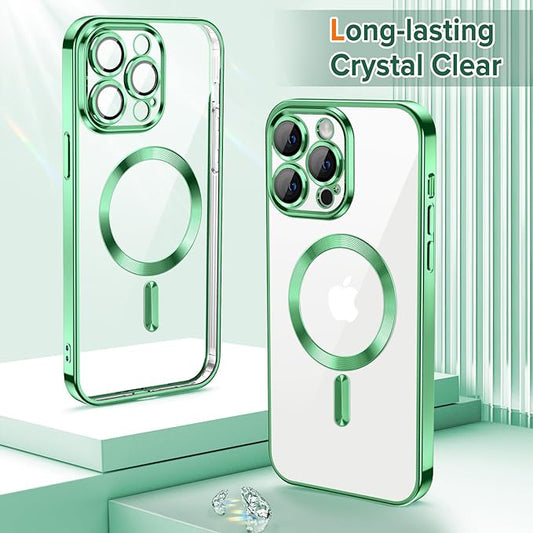 MagSafe-hoes voor Apple iPhone 12 Pro, Techsuit, Luxury Crystal, Lichtgroen
