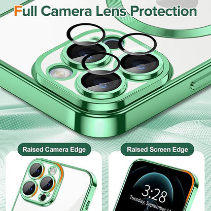 MagSafe-Hülle für Apple iPhone 12 Pro, Techsuit, Luxury Crystal, Hellgrün