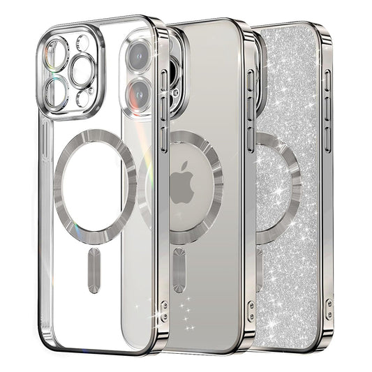 MagSafe-hoesje voor Apple iPhone 12 Pro, Techsuit, Luxury Glitter, Zilver