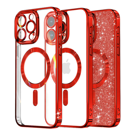 MagSafe-hoesje voor Apple iPhone 12 Pro, Techsuit, Luxury Glitter, Rood
