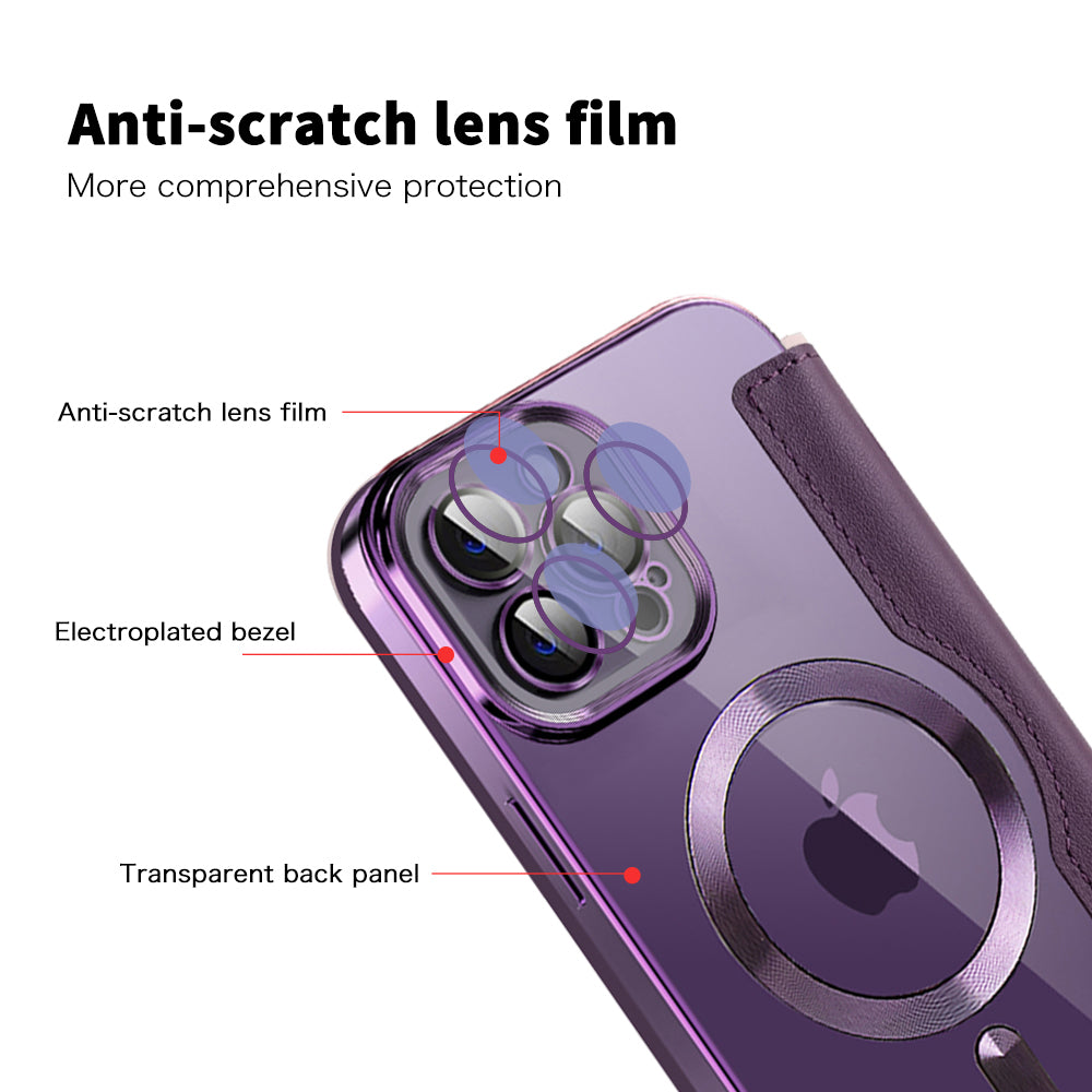MagSafe Case for Apple iPhone 12 Pro, Techsuit, SmartMag Book, Purple