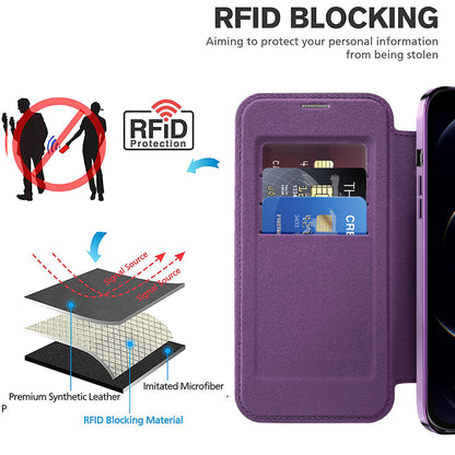 MagSafe Case for Apple iPhone 12 Pro, Techsuit, SmartMag Book, Purple