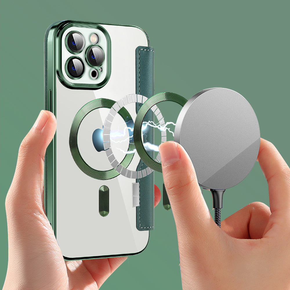 MagSafe-hoes voor Apple iPhone 12 Pro, Techsuit, SmartMag Book, Groen