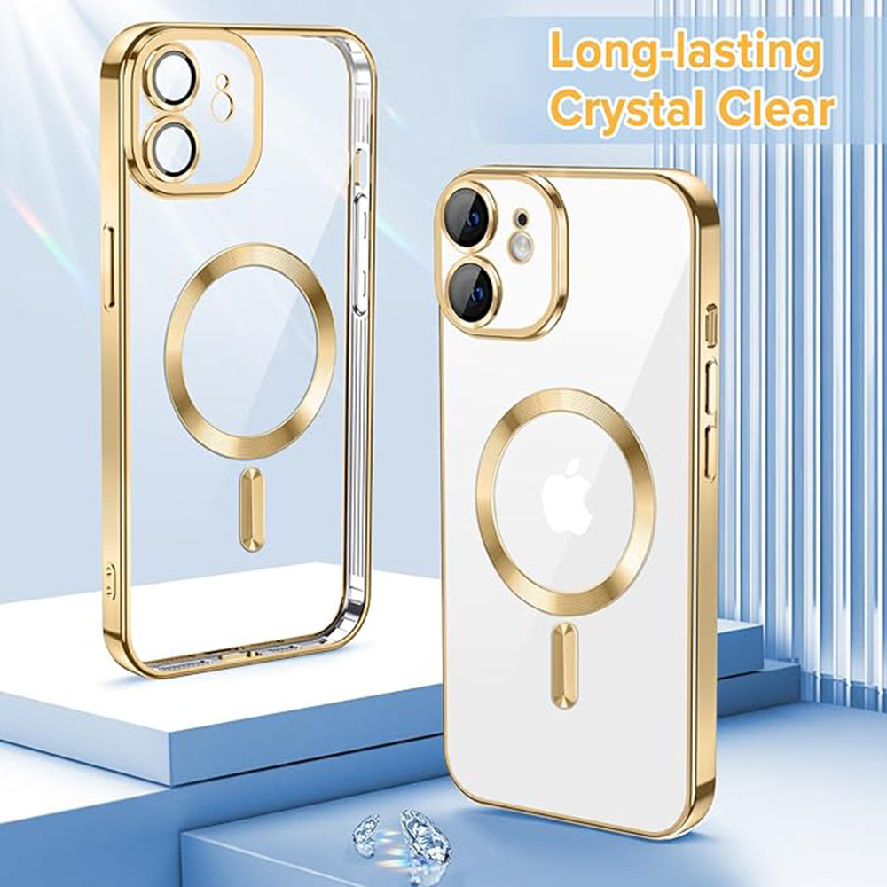Coque MagSafe pour Apple iPhone 12, Techsuit, Luxury Crystal, Dorée