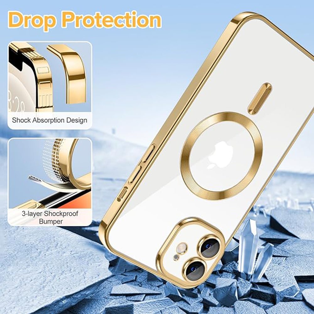 Coque MagSafe pour Apple iPhone 12, Techsuit, Luxury Crystal, Dorée