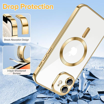 Coque MagSafe pour Apple iPhone 12, Techsuit, Luxury Crystal, Dorée