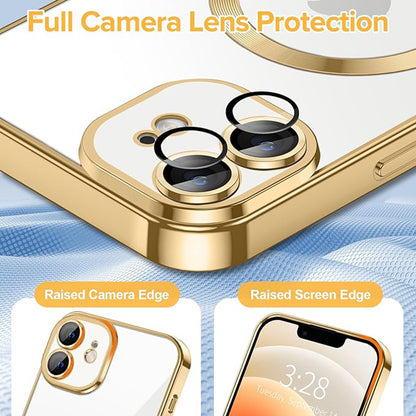 Coque MagSafe pour Apple iPhone 12, Techsuit, Luxury Crystal, Dorée