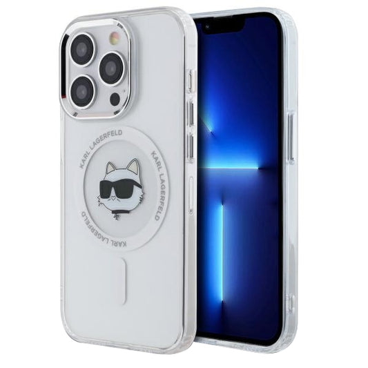 Housse MagSafe pour Apple iPhone 13 Pro, Karl Lagerfeld, IML Metal Choupette's Head, Blanche