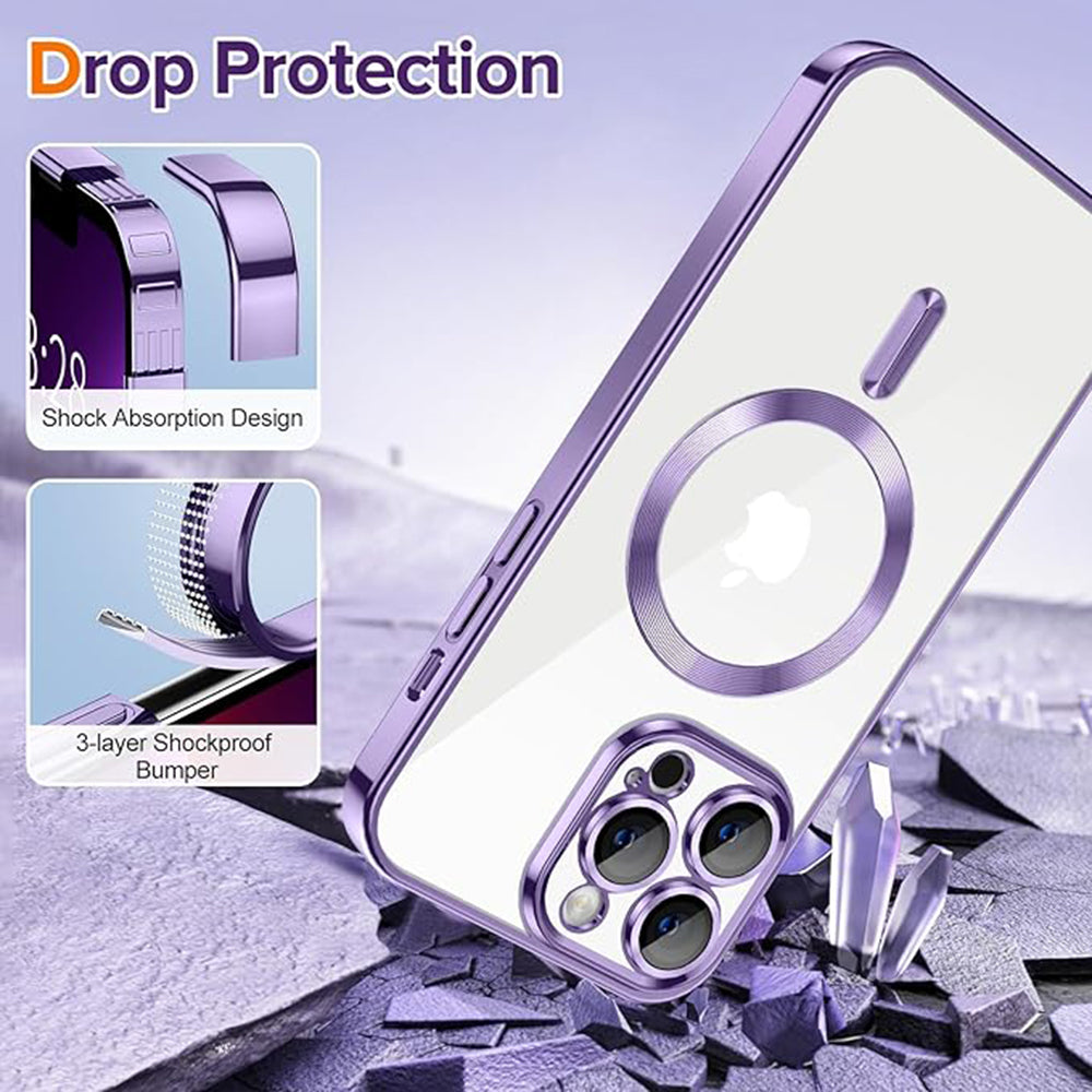 Coque MagSafe pour Apple iPhone 13 Pro Max, Techsuit, Luxury Crystal, Violet Clair