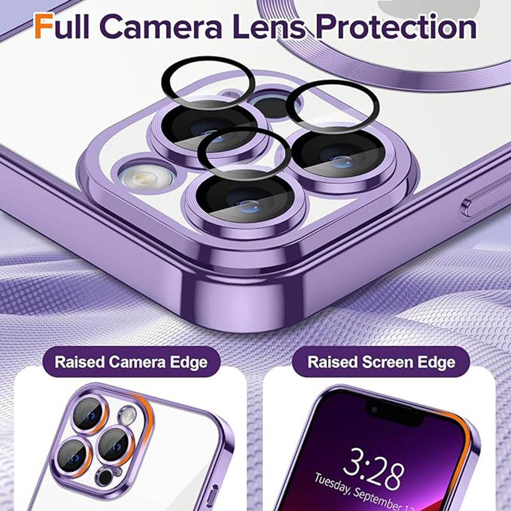 Coque MagSafe pour Apple iPhone 13 Pro Max, Techsuit, Luxury Crystal, Violet Clair