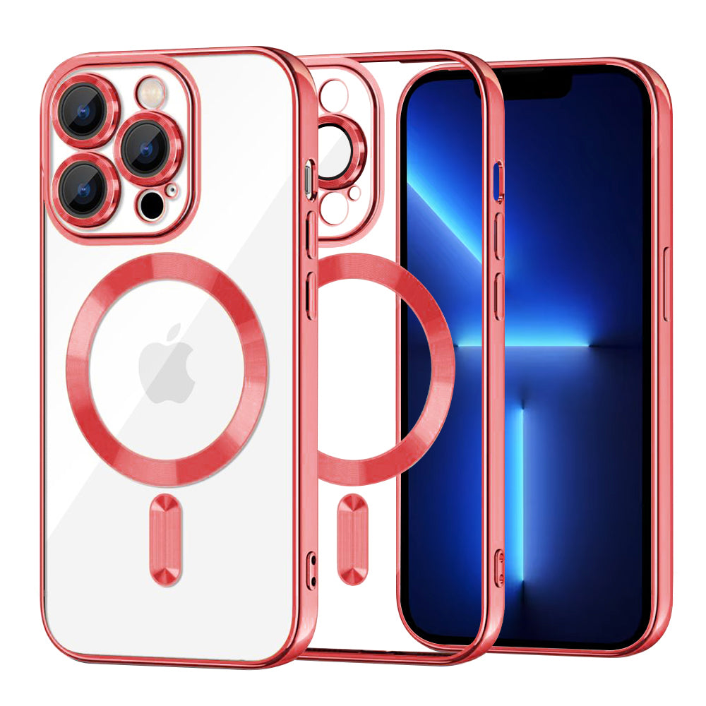 Coque MagSafe pour Apple iPhone 13 Pro Max, Techsuit, Luxury Crystal, Rouge