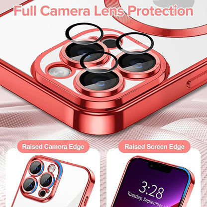 Coque MagSafe pour Apple iPhone 13 Pro Max, Techsuit, Luxury Crystal, Rouge