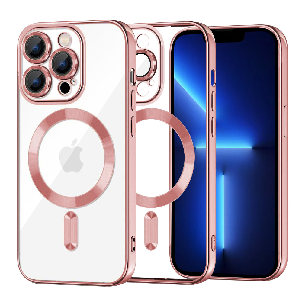 Coque MagSafe pour Apple iPhone 13 Pro Max, Techsuit, Luxury Crystal, Rose