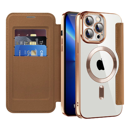 Coque MagSafe pour Apple iPhone 13 Pro Max, Techsuit, SmartMag Book, Marron