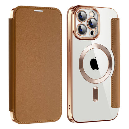Coque MagSafe pour Apple iPhone 13 Pro Max, Techsuit, SmartMag Book, Marron