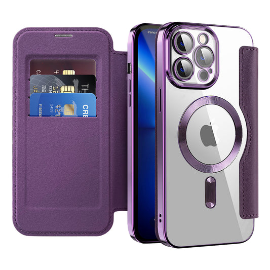 Coque MagSafe pour Apple iPhone 13 Pro Max, Techsuit, SmartMag Book, Violet