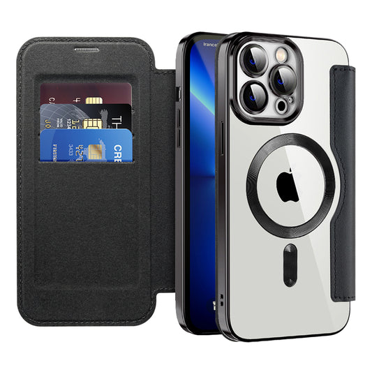 Coque MagSafe pour Apple iPhone 13 Pro Max, Techsuit, SmartMag Book, Noire