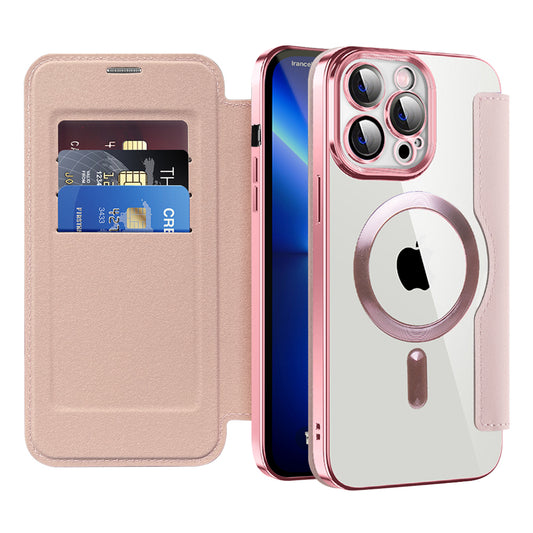 Coque MagSafe pour Apple iPhone 13 Pro Max, Techsuit, SmartMag Book, Rose
