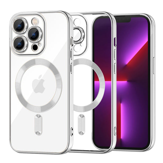 MagSafe-Hülle für Apple iPhone 13 Pro, Techsuit, Luxury Crystal, Silber