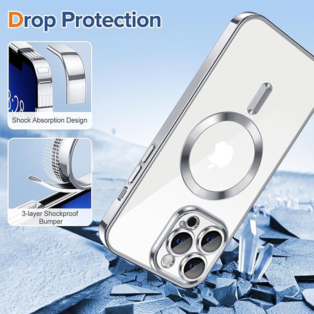 Coque MagSafe pour Apple iPhone 13 Pro, Techsuit, Luxury Crystal, Argentée