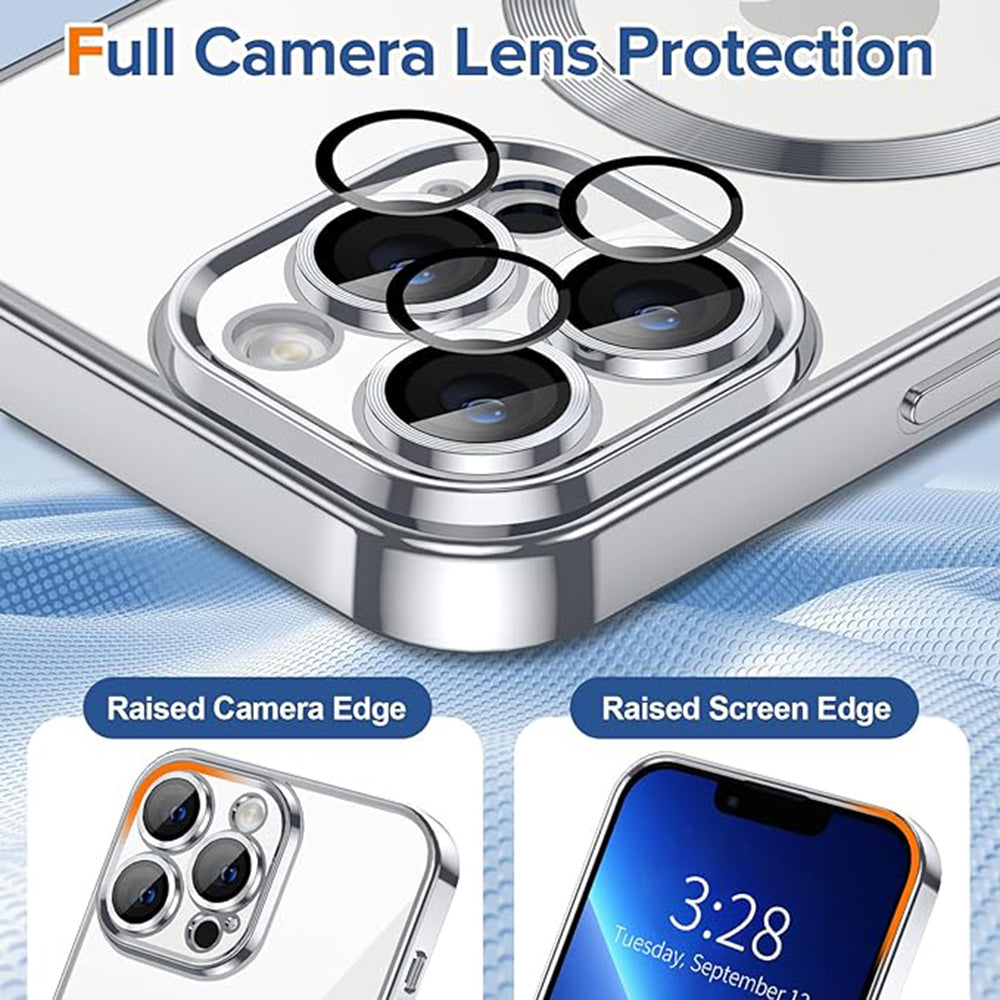 Coque MagSafe pour Apple iPhone 13 Pro, Techsuit, Luxury Crystal, Argentée