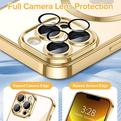 Coque MagSafe pour Apple iPhone 13 Pro, Techsuit, Luxury Crystal, Dorée