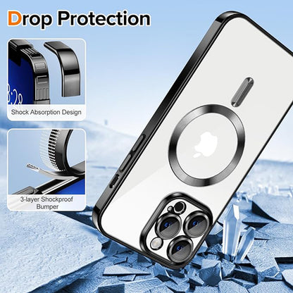 Coque MagSafe pour Apple iPhone 13 Pro, Techsuit, Luxury Crystal, Noire