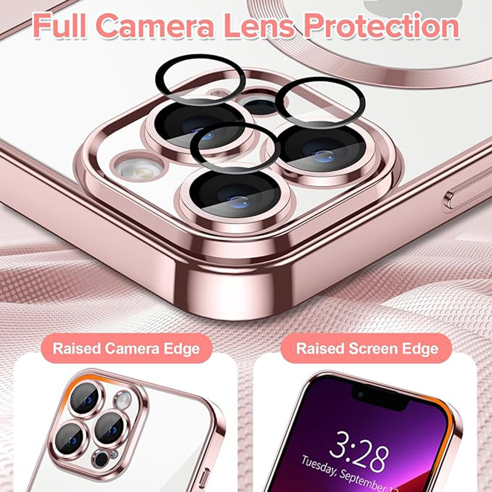 MagSafe-Hülle für Apple iPhone 13 Pro, Techsuit, Luxury Crystal, Rosa